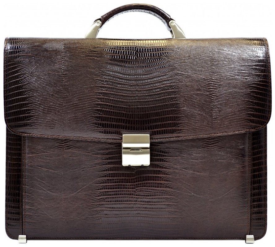 Повседневный деловой мужской портфель из натуральной кожи с лазерной текстурой Desisan 107602 коричневого цвета modnotak фото №1