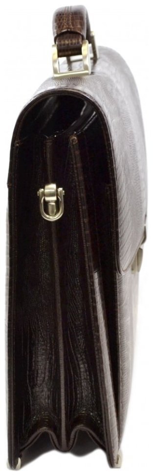 Повседневный деловой мужской портфель из натуральной кожи с лазерной текстурой Desisan 107602 коричневого цвета modnotak фото №3