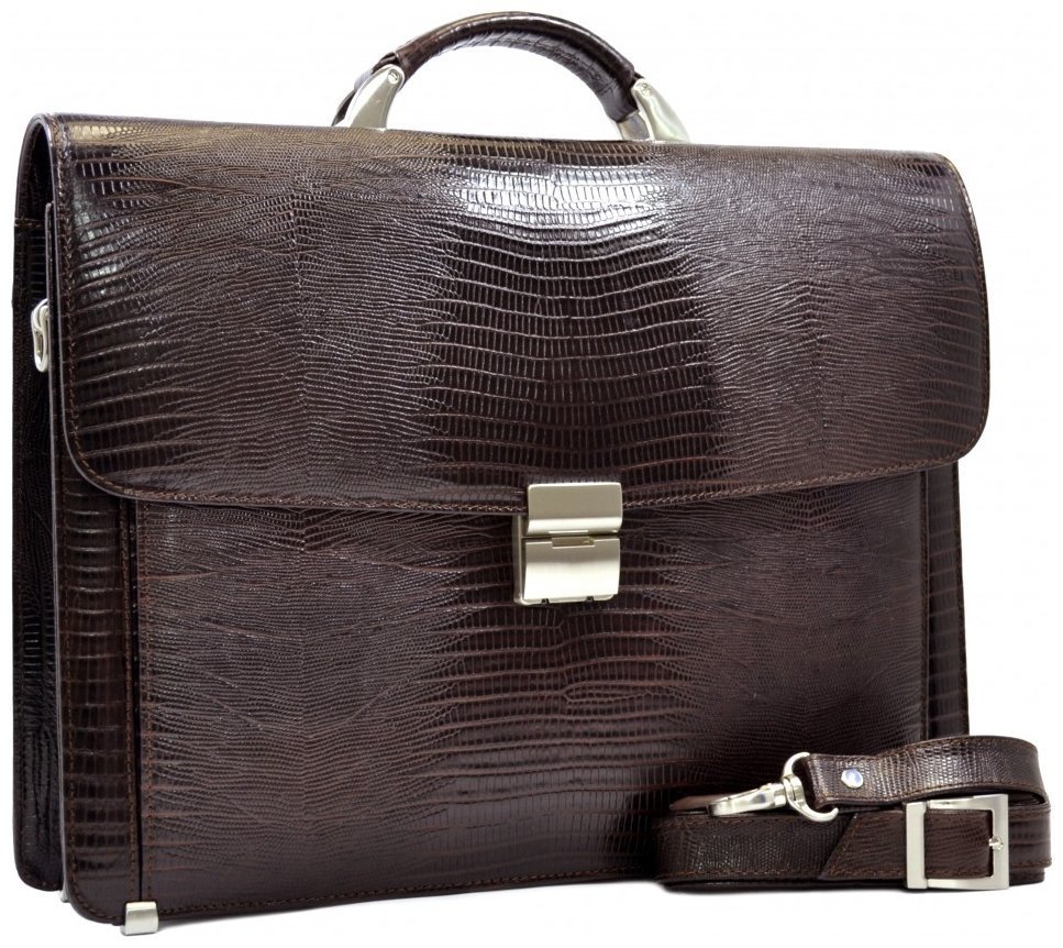 Повседневный деловой мужской портфель из натуральной кожи с лазерной текстурой Desisan 107602 коричневого цвета modnotak фото №6