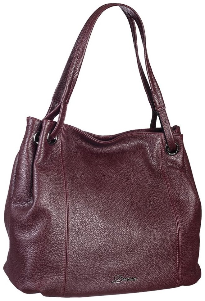 Вместительная бордовая женская сумка из кожи флотар  через плечо Desisan 107702 modnotak фото №2