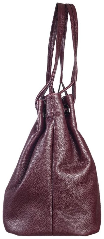 Вместительная бордовая женская сумка из кожи флотар  через плечо Desisan 107702 modnotak фото №4