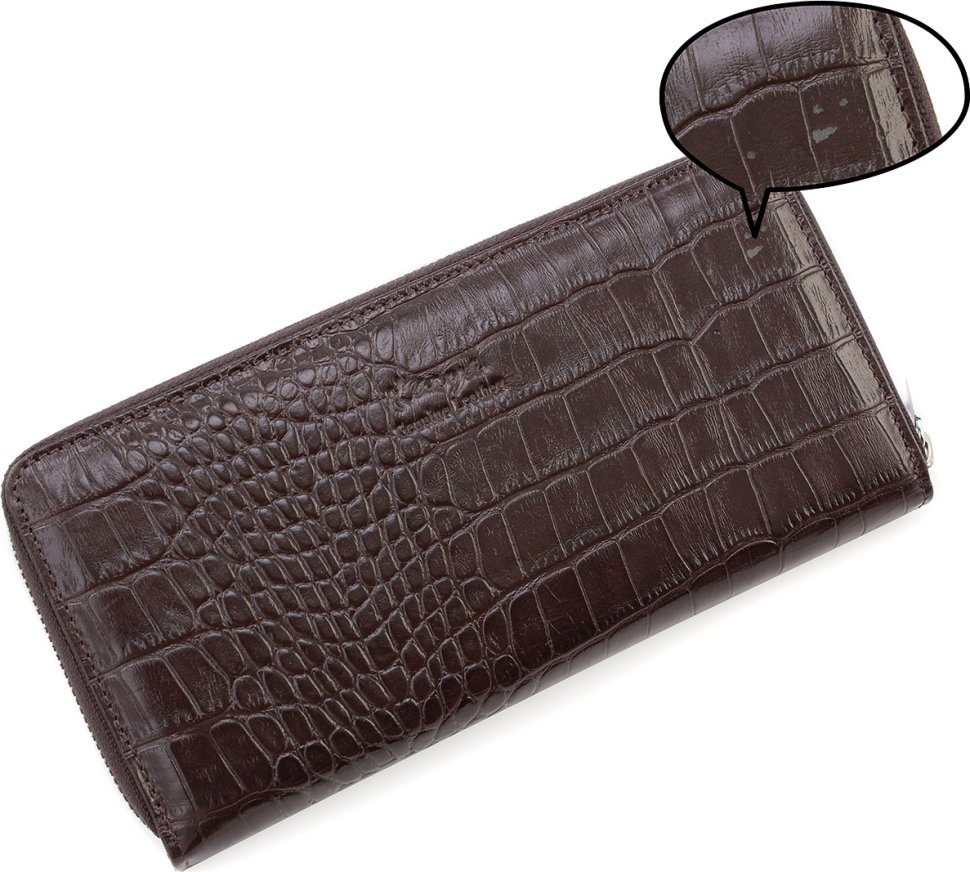 Коричневий шкіряний гаманець під крокодила KARYA (0951-57) УЦІНКА!