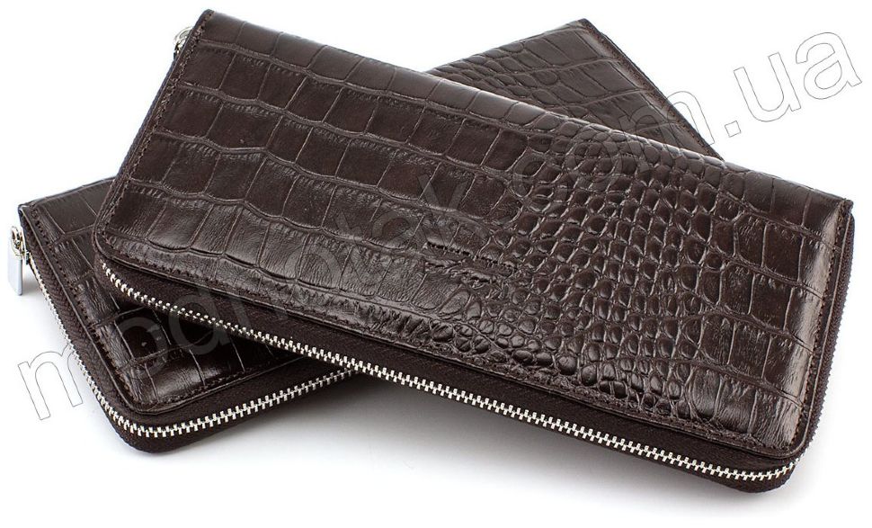 Коричневий шкіряний гаманець під крокодила KARYA (0951-57) УЦІНКА!