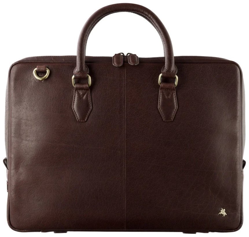 Повседневная деловая мужская сумка из гладкой кожи с отделением для ноутбука до 13" Visconti ML50 Carl коричневого цвета 108002 modnotak фото №1
