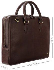 Повседневная деловая мужская сумка из гладкой кожи с отделением для ноутбука до 13" Visconti ML50 Carl коричневого цвета 108002