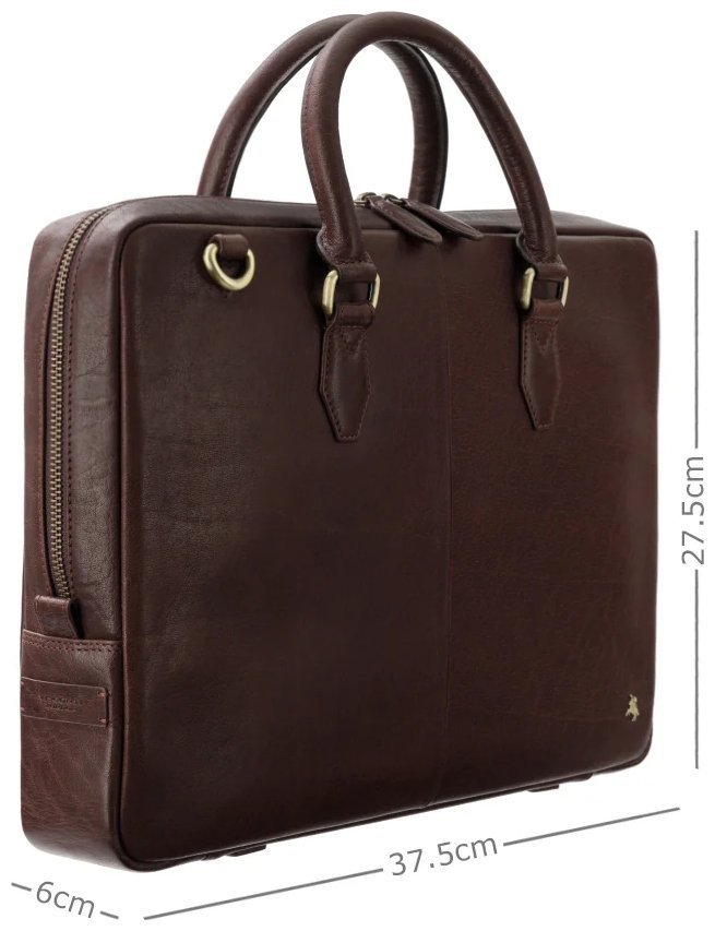 Повседневная деловая мужская сумка из гладкой кожи с отделением для ноутбука до 13" Visconti ML50 Carl коричневого цвета 108002 modnotak фото №2