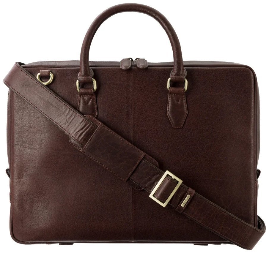 Повседневная деловая мужская сумка из гладкой кожи с отделением для ноутбука до 13" Visconti ML50 Carl коричневого цвета 108002 modnotak фото №5