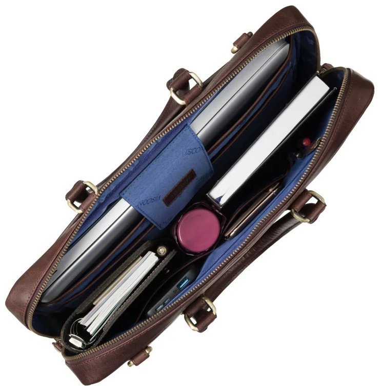 Повседневная деловая мужская сумка из гладкой кожи с отделением для ноутбука до 13" Visconti ML50 Carl коричневого цвета 108002 modnotak фото №6