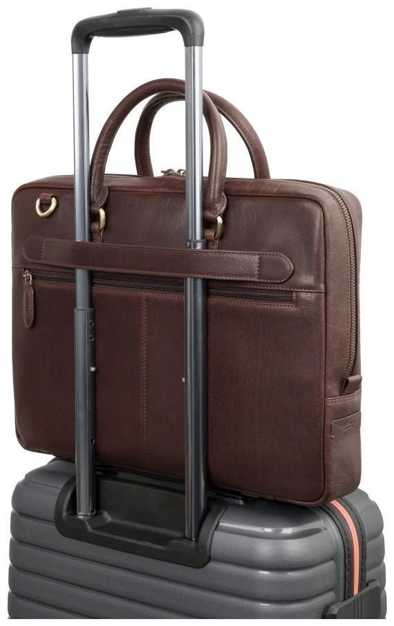 Повседневная деловая мужская сумка из гладкой кожи с отделением для ноутбука до 13" Visconti ML50 Carl коричневого цвета 108002 modnotak фото №7