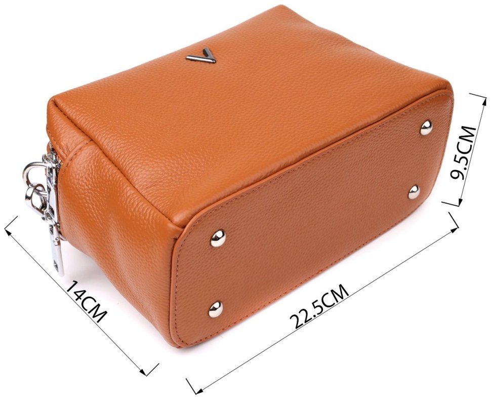 Каркасная деловая женская сумка на каждый день из фактурной кожи Vintage 98202 рыжего цвета modnotak фото №3