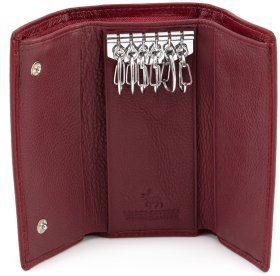 Бордовая ключница с фиксацией на кнопки Marco Coverna (16651)