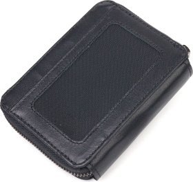 Маленькое черное портмоне из натуральной гладкой кожи на кнопке CANPELLINI (2421492)