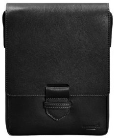 Мужская сумка-мессенджер из черной кожи с клапаном BlankNote Esquire 78602