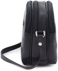 Маленькая женская наплечная сумка из натуральной кожи черного цвета Visconti Holly 69002