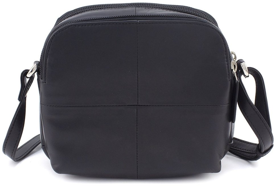 Маленька жіноча наплечна сумка з натуральної шкіри чорного кольору Visconti Holly 69002