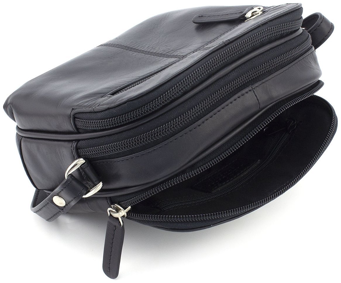 Маленькая женская наплечная сумка из натуральной кожи черного цвета Visconti Holly 69002