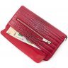Жіночий гаманець з натуральної червоної шкіри з тисненням KARYA (19576) - 7