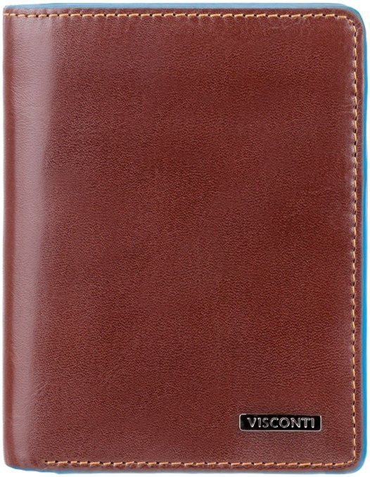 Чоловіче портмоне з високоякісної шкіри коричневого кольору з блоком для карт та документів Visconti Ralph 69102
