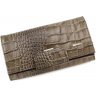 Великий шкіряний жіночий гаманець кольору Таупо з фактурою під крокодила Bond Non (10906) УЦЕНКА! - 3