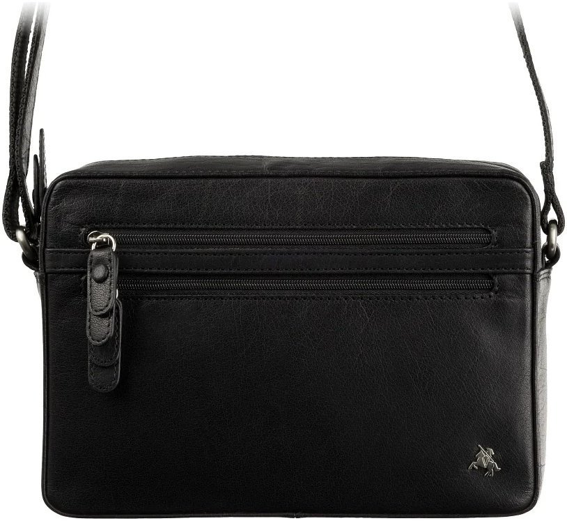 Горизонтальная женская сумка-кроссбоди из гладкой кожи черного цвета на молнии Visconti Robbie 69302