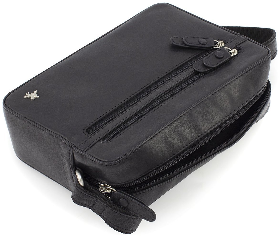 Горизонтальная женская сумка-кроссбоди из гладкой кожи черного цвета на молнии Visconti Robbie 69302