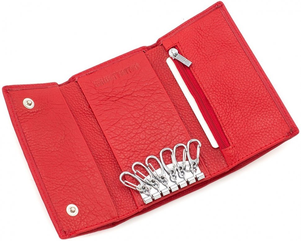 Червона жіноча ключниця вертикального типу з натуральної шкіри ST Leather (14025)