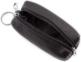 Кожаная ключница черного цвета на молнии H.T Leather (16738)