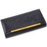 Довгий жіночий гаманець із натуральної лакової шкіри чорного кольору ST Leather 70803 - 5