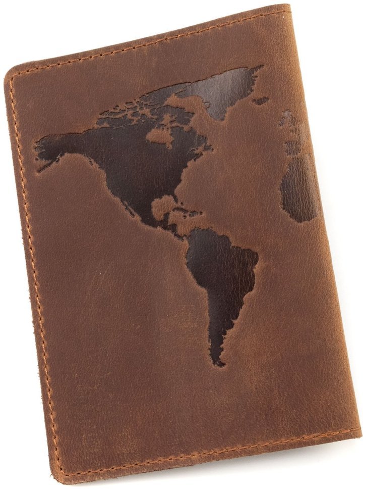 Обложка для паспорта темно-коньячного цвета с эмблемой карты ST Leather 90803 фото №3 Обложка для паспорта темно-коньячного цвета с эмблемой карты ST Leather 90803 modnotak фото №3