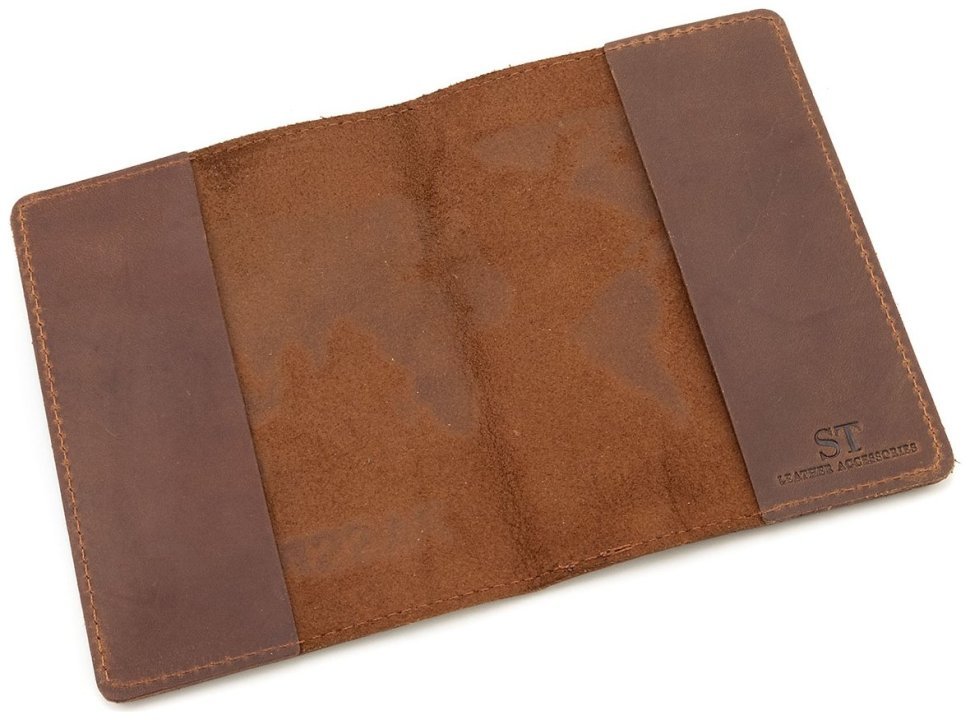 Обложка для паспорта темно-коньячного цвета с эмблемой карты ST Leather 90803 фото №5 Обложка для паспорта темно-коньячного цвета с эмблемой карты ST Leather 90803 modnotak фото №5