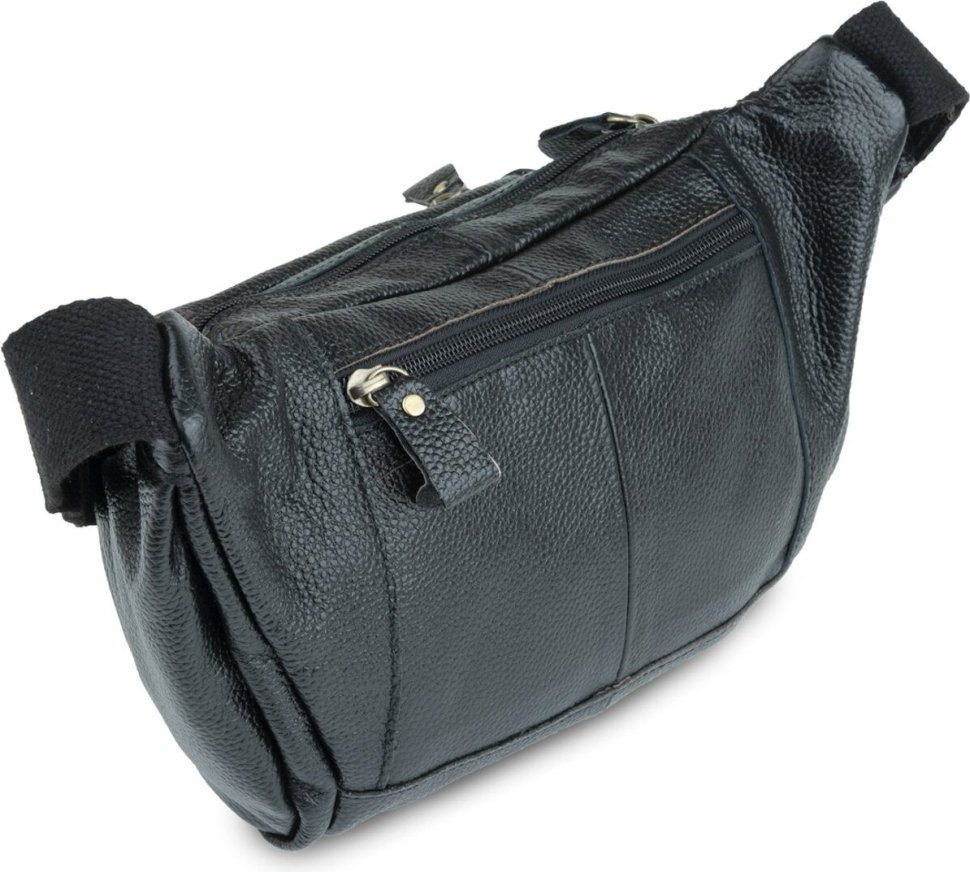 Мужская повседневная сумка на пояс черного цвета VINTAGE STYLE (14761)
