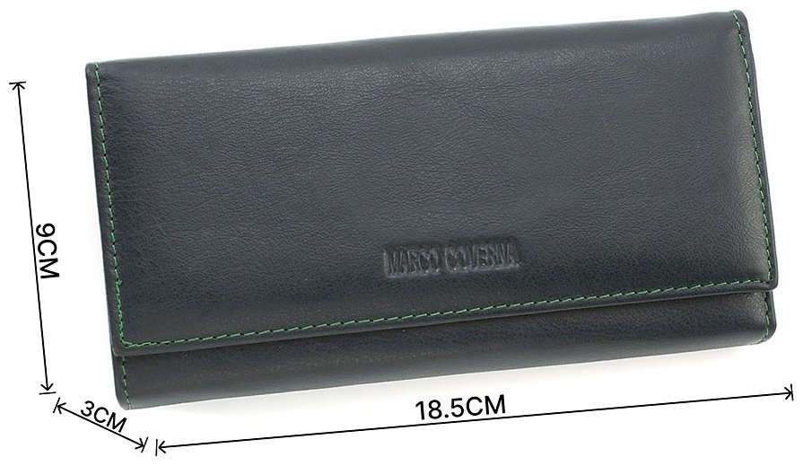 Оригінальний шкіряний жіночий гаманець зеленого кольору з блоком під багато карт Marco Coverna (17041) modnotak фото №3