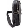 Небольшая мужская кожаная сумка-планшет через плечо в черном цвете H.T Leather (19956) - 2