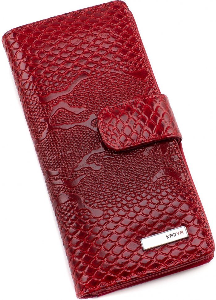 Місткий гаманець з лакової шкіри червоного кольору KARYA (1156-019)