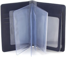 Темно-синяя универсальная обложка под автодокументы из натуральной кожи ST Leather (18056)