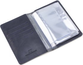 Темно-синяя универсальная обложка под автодокументы из натуральной кожи ST Leather (18056)