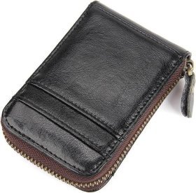 Чорна візитниця з натуральної шкіри на блискавці Vintage (2414531)