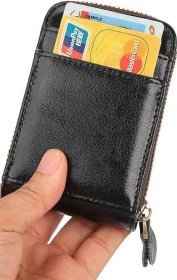 Черная визитница из натуральной кожи на молнии Vintage (2414531)