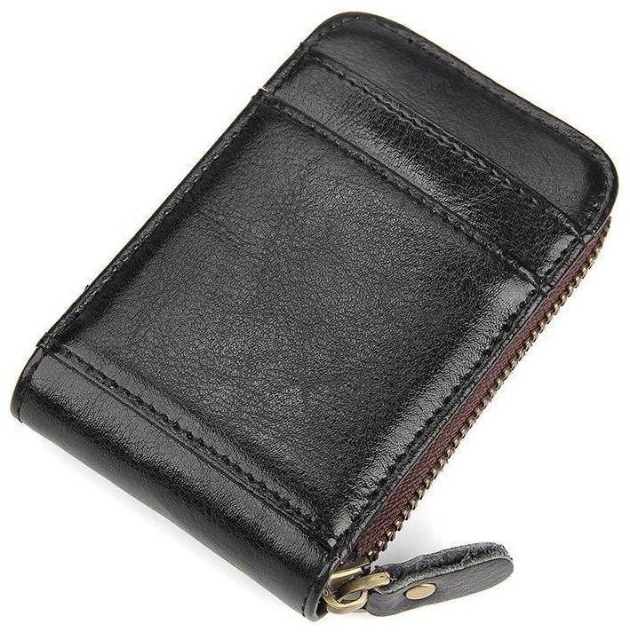 Чорна візитниця з натуральної шкіри на блискавці Vintage (2414531) modnotak фото №8