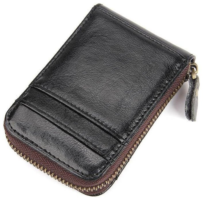 Чорна візитниця з натуральної шкіри на блискавці Vintage (2414531) modnotak фото №9