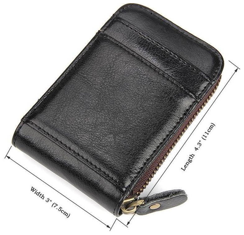 Чорна візитниця з натуральної шкіри на блискавці Vintage (2414531) modnotak фото №14