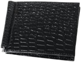 Шкіряний затиск без застібки з натуральної шкіри кроко Vip Collection 102603 (чорний)