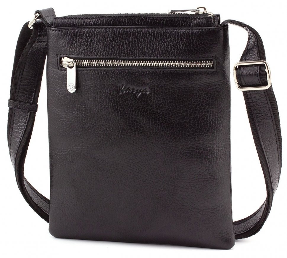 Вертикальная кожаная сумка черного цвета KARYA (0772-45)