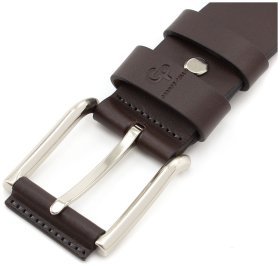 Длинный ремень из гладкой кожи коричневого цвета Grande Pelle (43207)