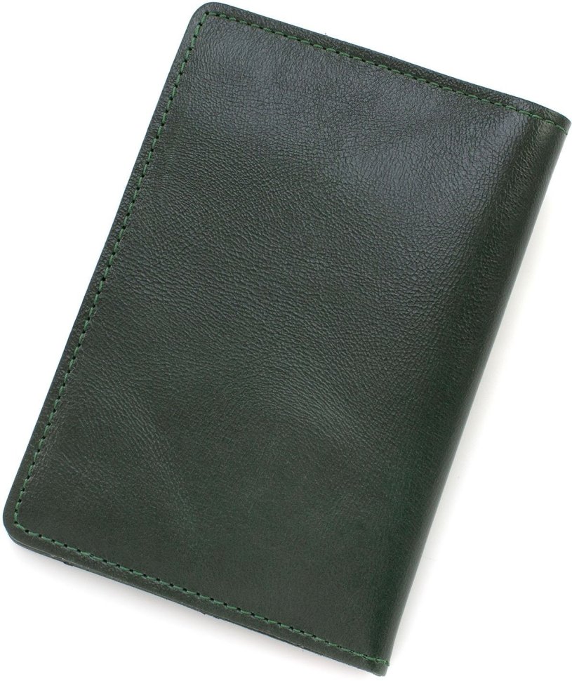 Темно-зелена обкладинка для автодокументів з натуральної шкіри з малюнком ST Leather (18264)