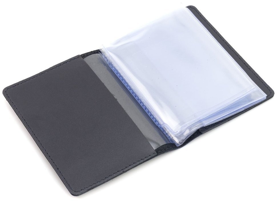 Обложка кожаная для автодокументов с разворотом формата А5 Leather Collection 102803 (темно-синего цвета) modnotak фото №4