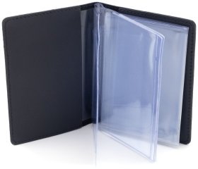 Шкіряна обкладинка для автодокументів з розворотом формату А5 Leather Collection 102803 (темно-синього кольору)