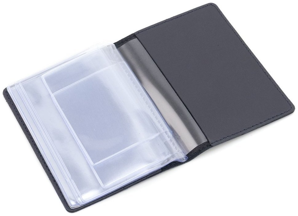 Обложка кожаная для автодокументов с разворотом формата А5 Leather Collection 102803 (темно-синего цвета) modnotak фото №5