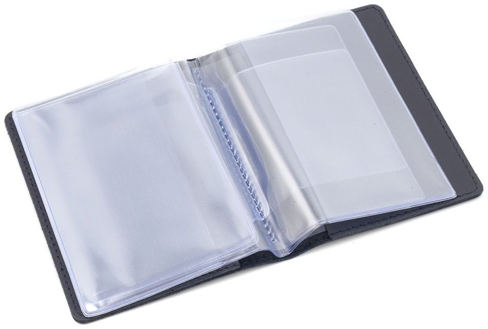 Обложка кожаная для автодокументов с разворотом формата А5 Leather Collection 102803 (темно-синего цвета) modnotak фото №6