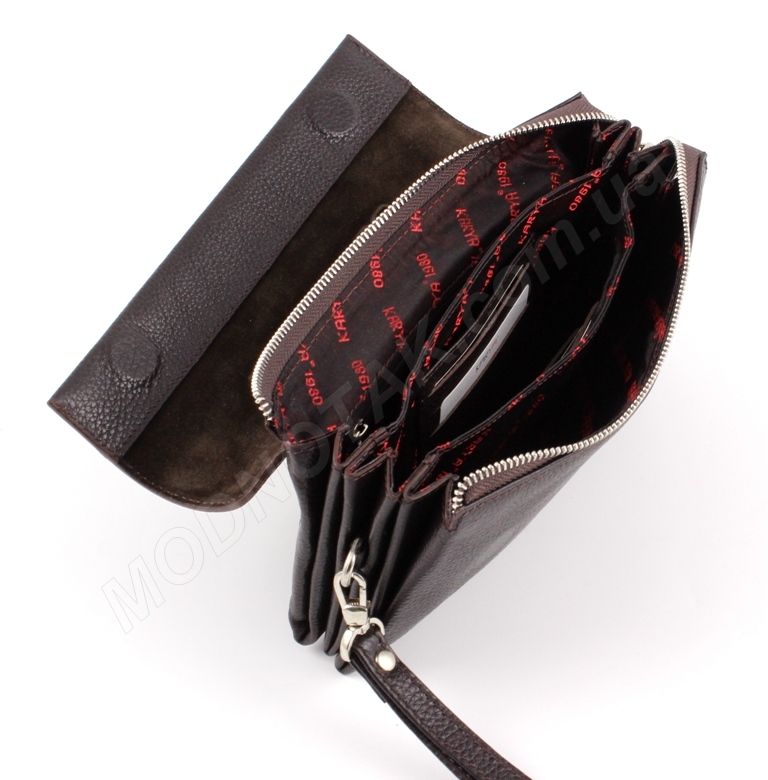 Турецкого производства стильный кожаный мужской клатч - барсетка коричневого цвета Karya (10291)